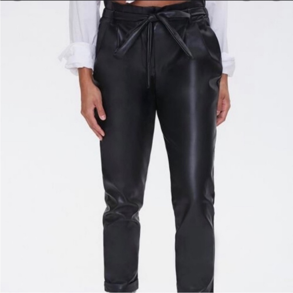 Almost Famous faux leather paper bag waist pants Medium NWT